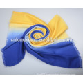 Factory OEM Solid Color Tassel Wool Scarf In Blue And Yellow Wholesale Brushed Scarf